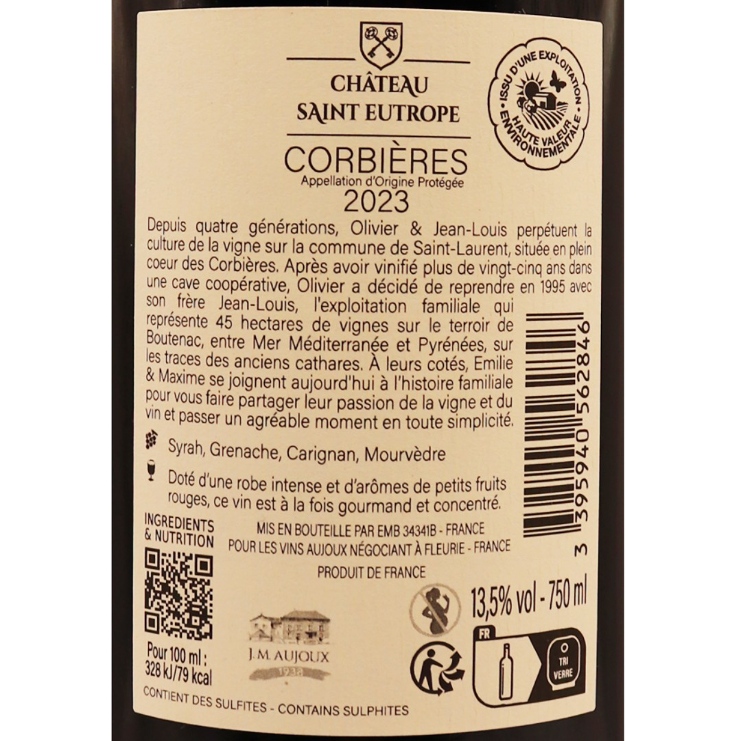 Languedoc rouge Corbières Château Saint Eutrope 23 75cl
