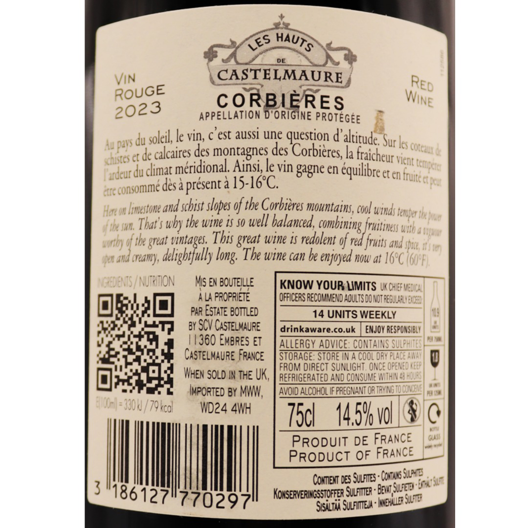Languedoc Rouge Corbières les Hauts de Castelmaure 23 75cl