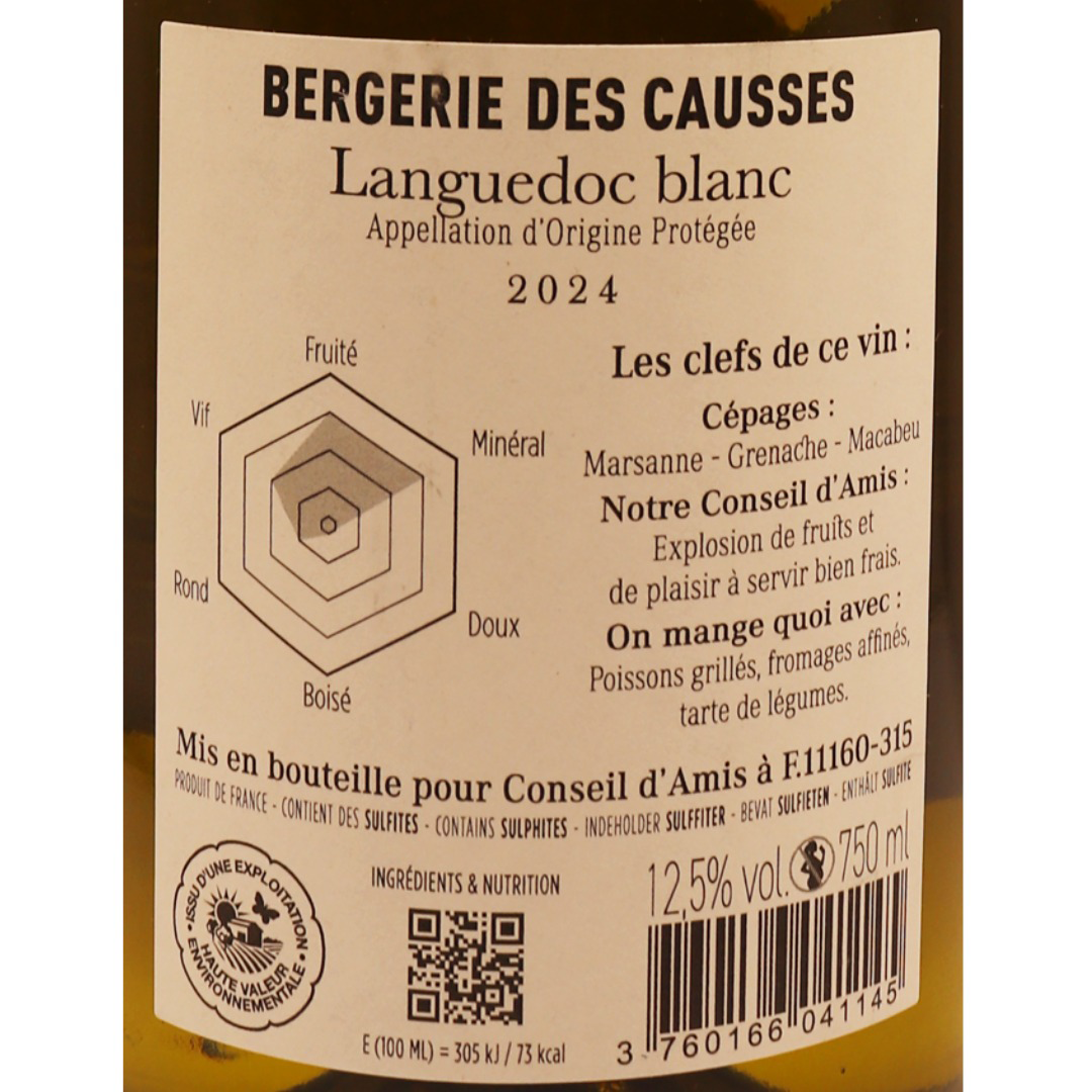 Languedoc Blanc Côtes du Roussillon Bergerie Causses Cons Amis 24 75cl