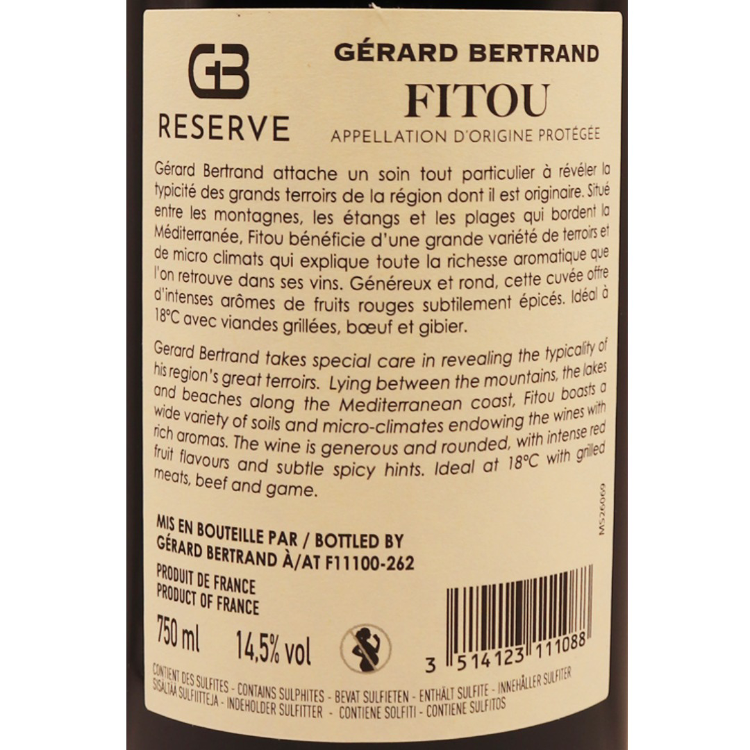 Languedoc Rouge Fitou Gérard Bertrand Réserve Fitou 23 75cl