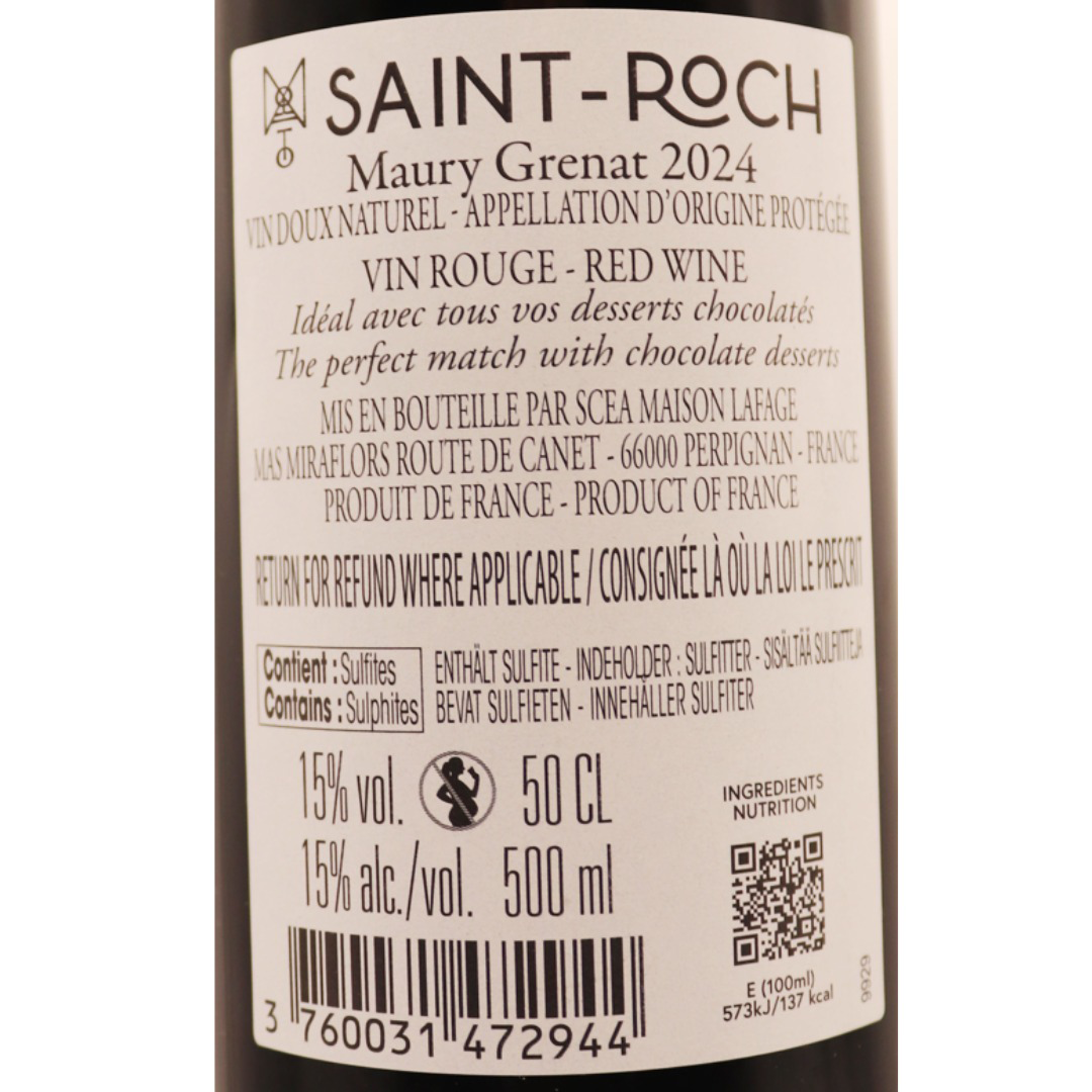 Languedoc rouge vin doux naturel Maury Château Saint-Roch 24 50cl