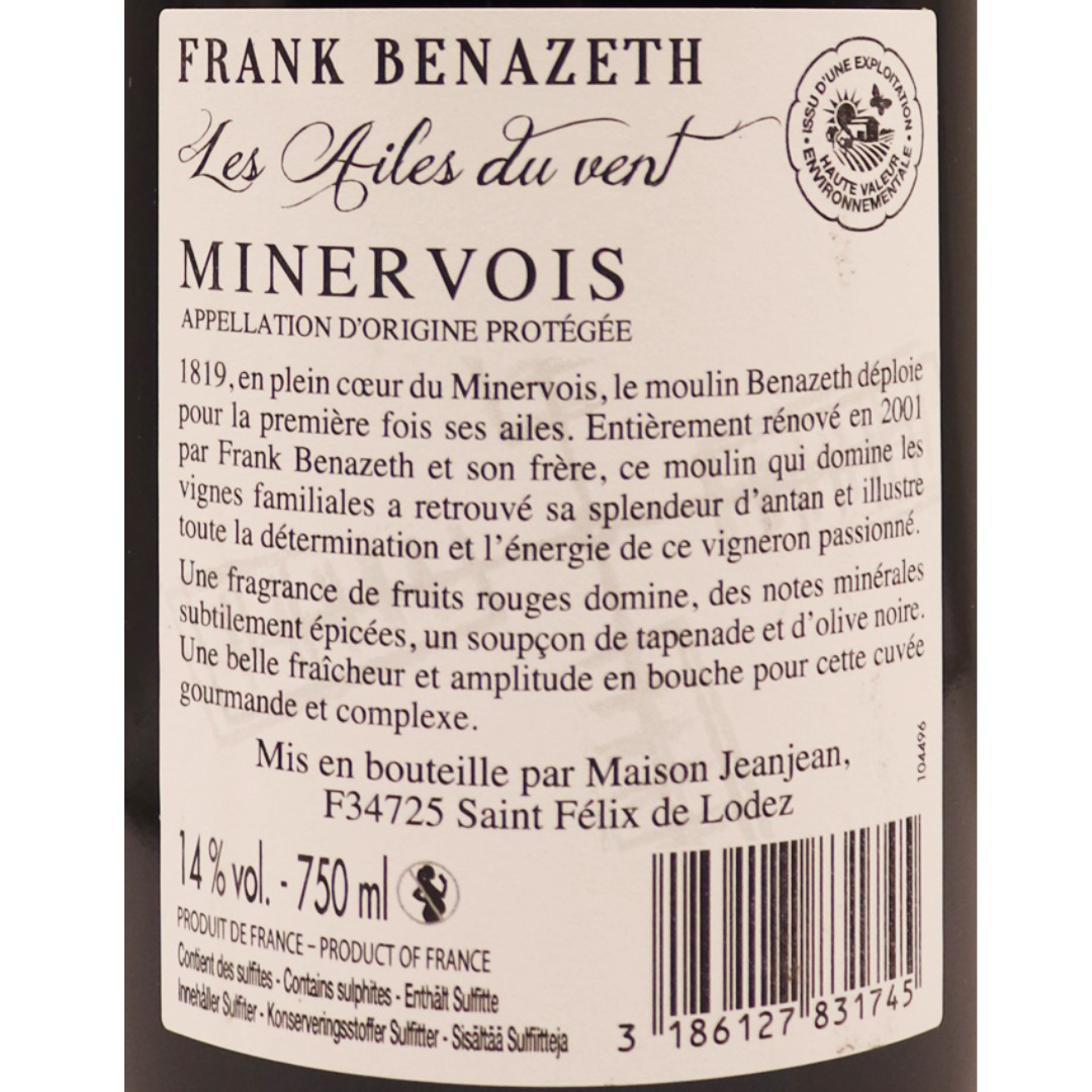 Languedoc rouge Minervois Ailes du Vent 22 75cl