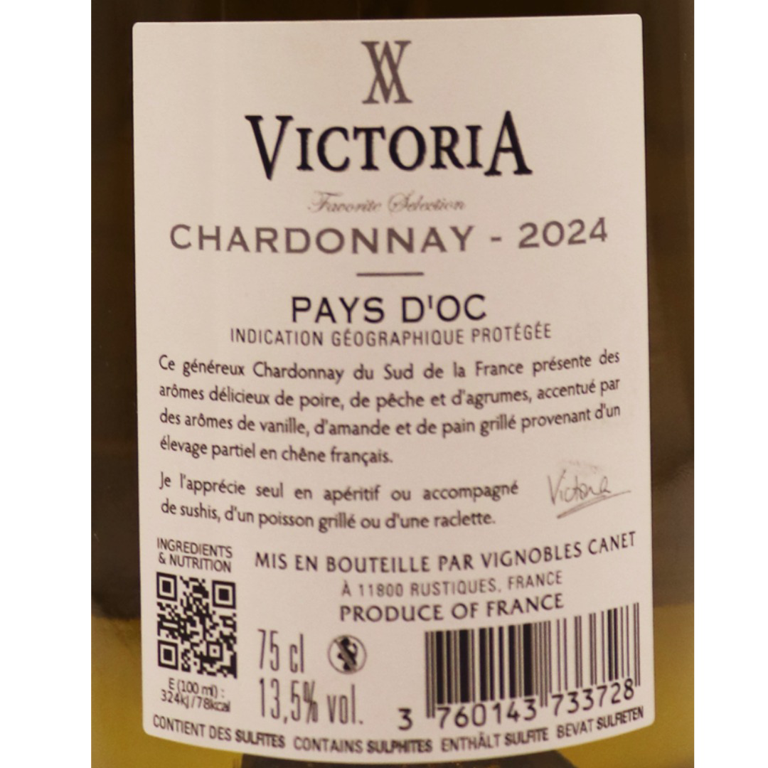 Languedoc Blanc Victoria Chardonnay Favorit Finement Boisé 24 75cl