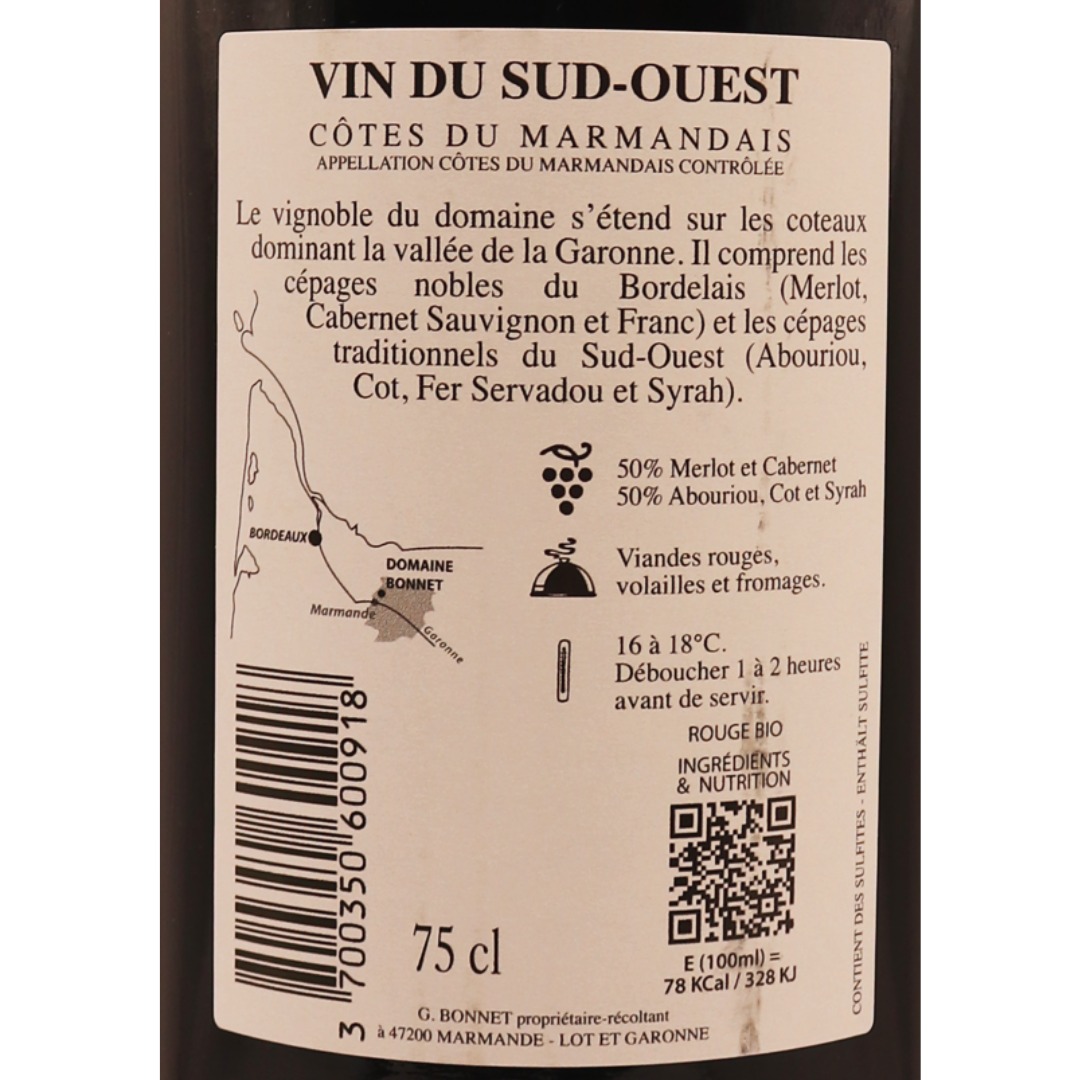 Sud-Ouest Rouge Côtes du Marmandais Domaine Bonnet 24 75cl