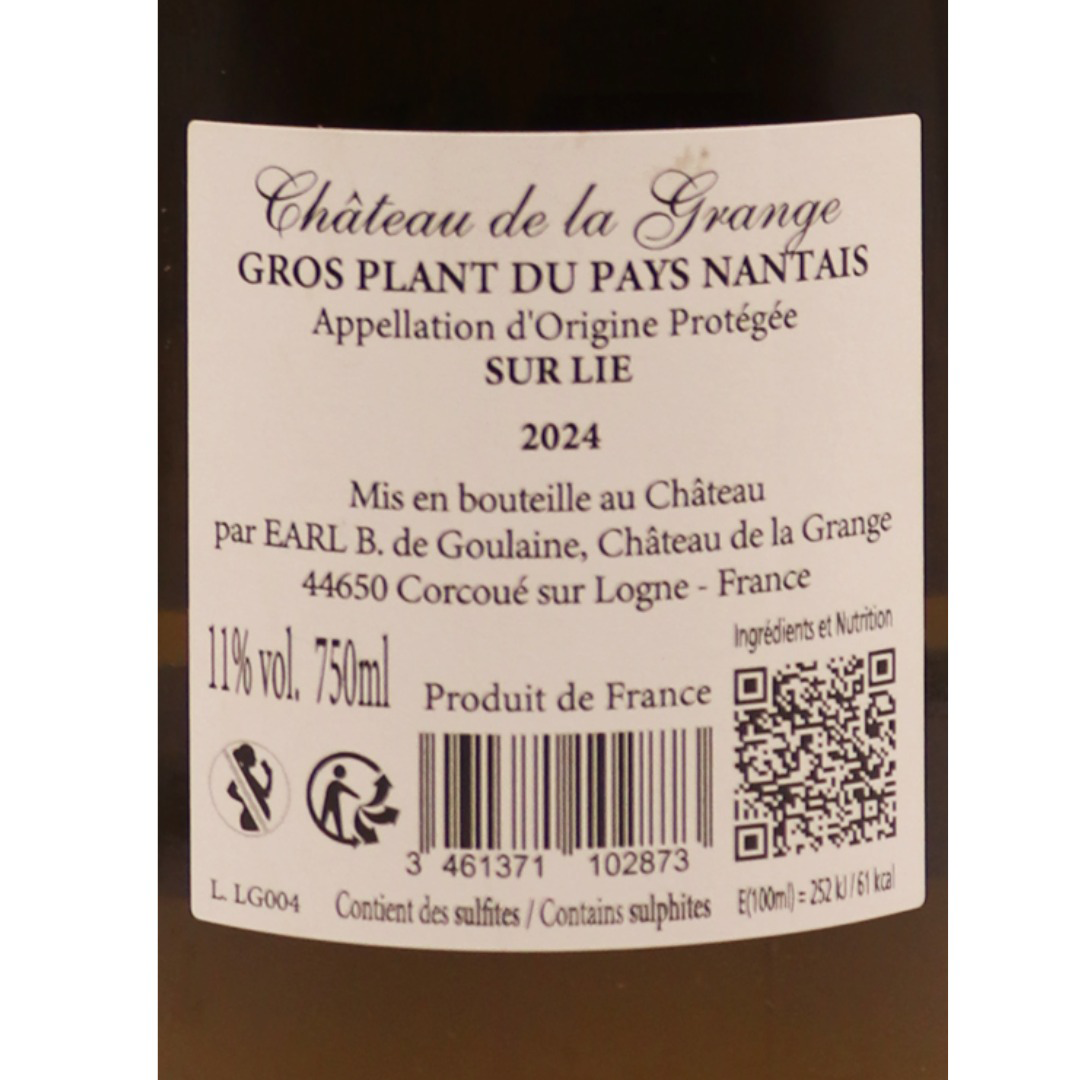 Loire Blanc Gros Plant Pays Nantais lie Château la Grange 24 75cl
