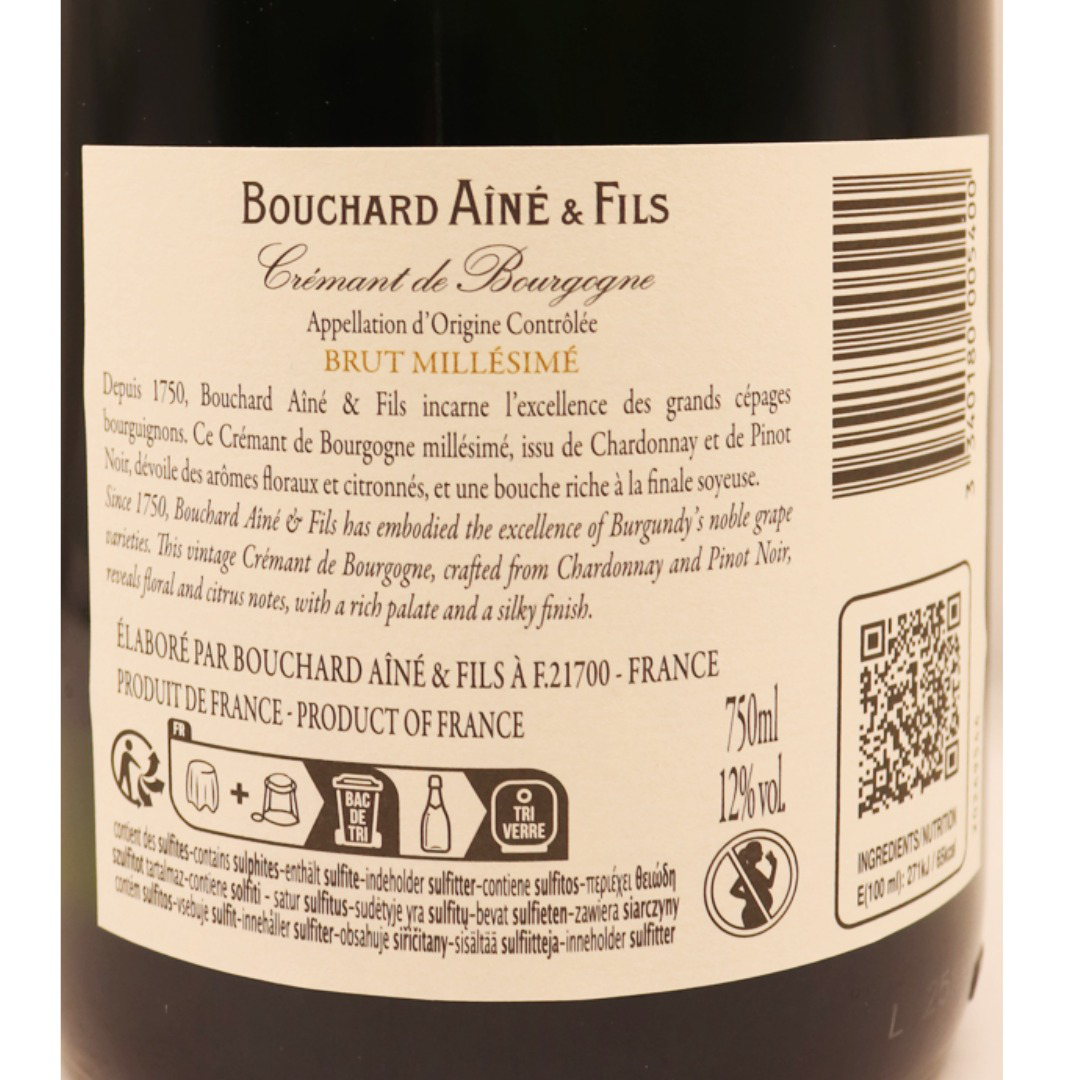 Pétillant Blanc Crémant Bourgogne brut Bouchard Ainé & Fils 21 75cl