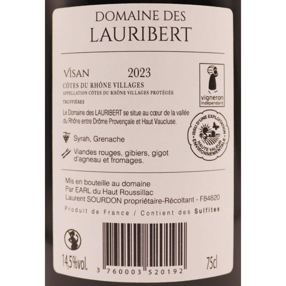 Côtes du Rhône Rouge Villages Visan Domaine Lauribert 23 75cl
