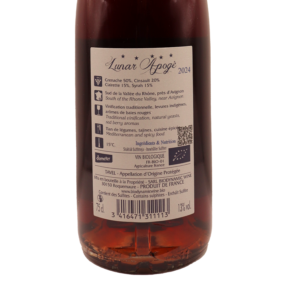 Rhône Rosé Tavel Domaine Carabiniers Lunar Apogée biodynamie 24 75cl