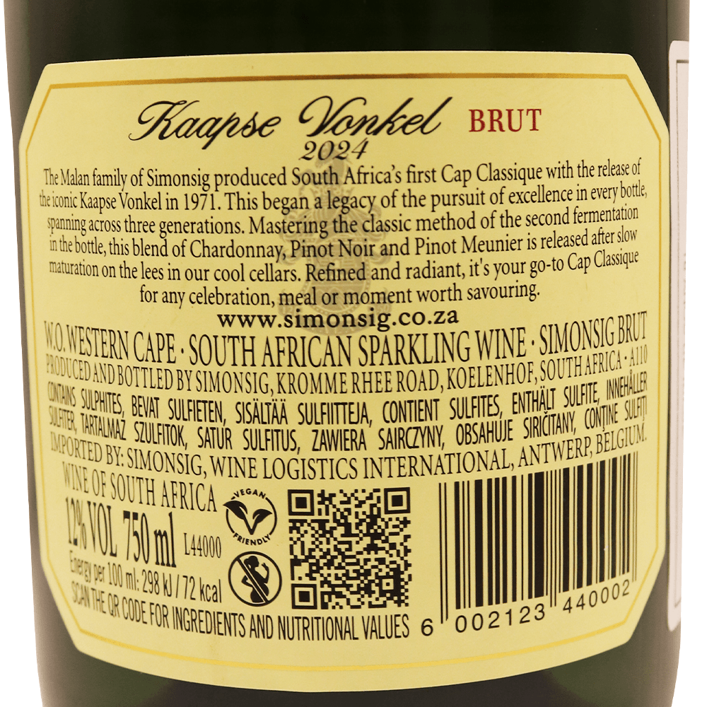 Afrique du Sud Petillant Brut Kaapse Vonkel Simonsig 24 75cl
