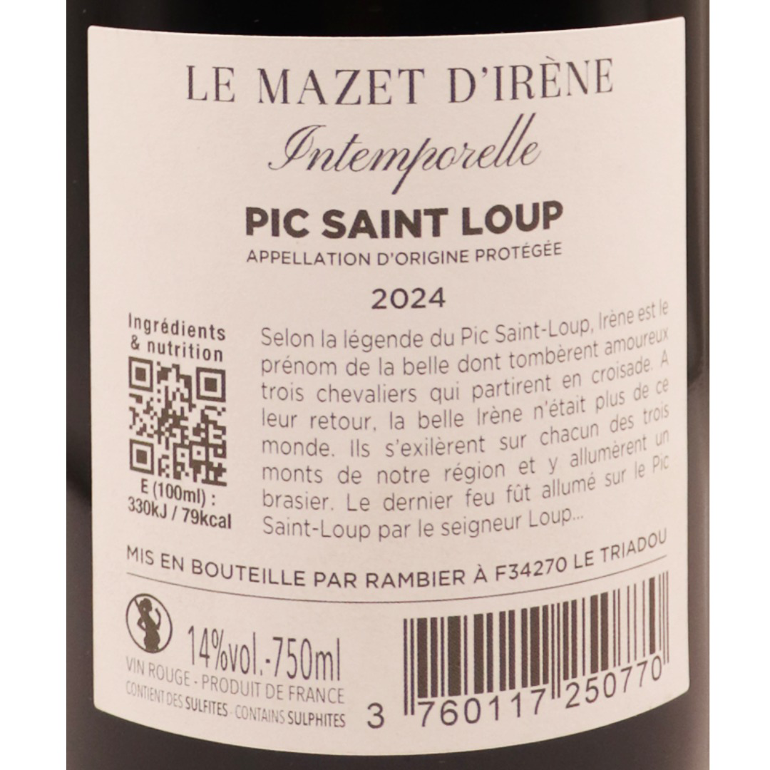 Languedoc rouge Pic-Saint-Loup Mazet d'Irene cuvée Intemporelle 24 75cl