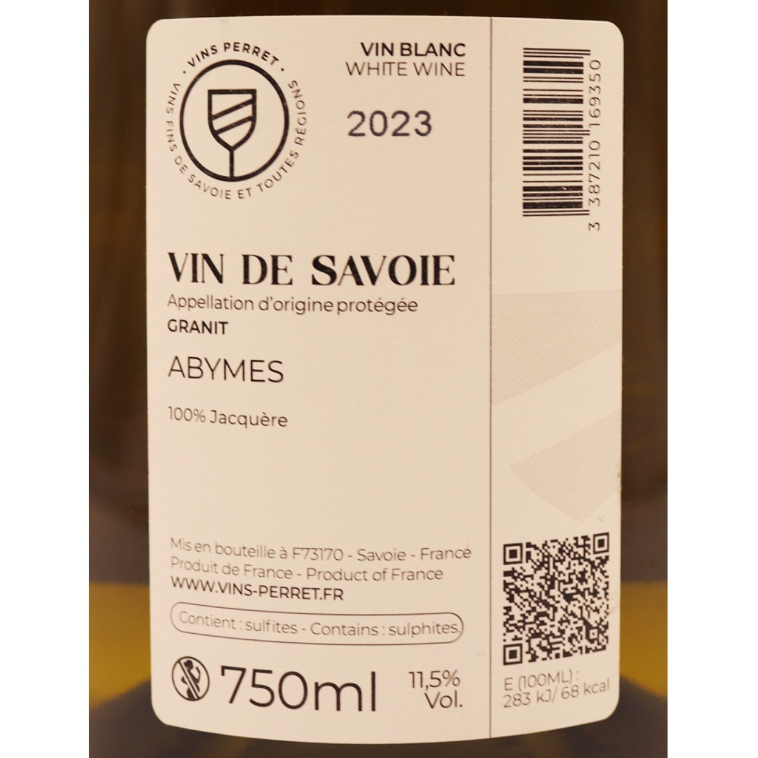 Savoie Blanc Abymes Domaine Sylvain Ravier Granit 23 75cl