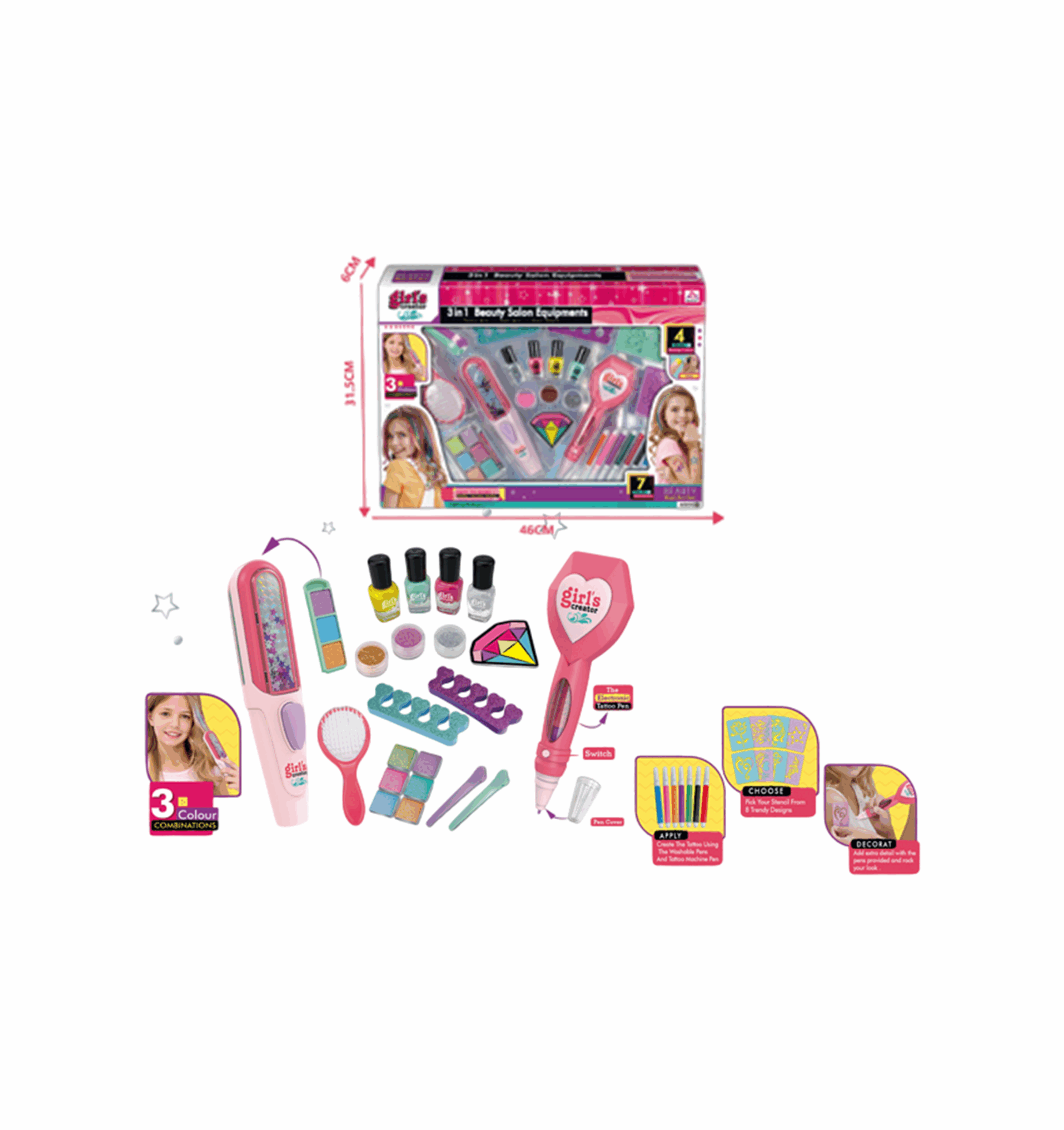 Coffret complet de beauté pour fille, incluant brosses, limes et faux vernis