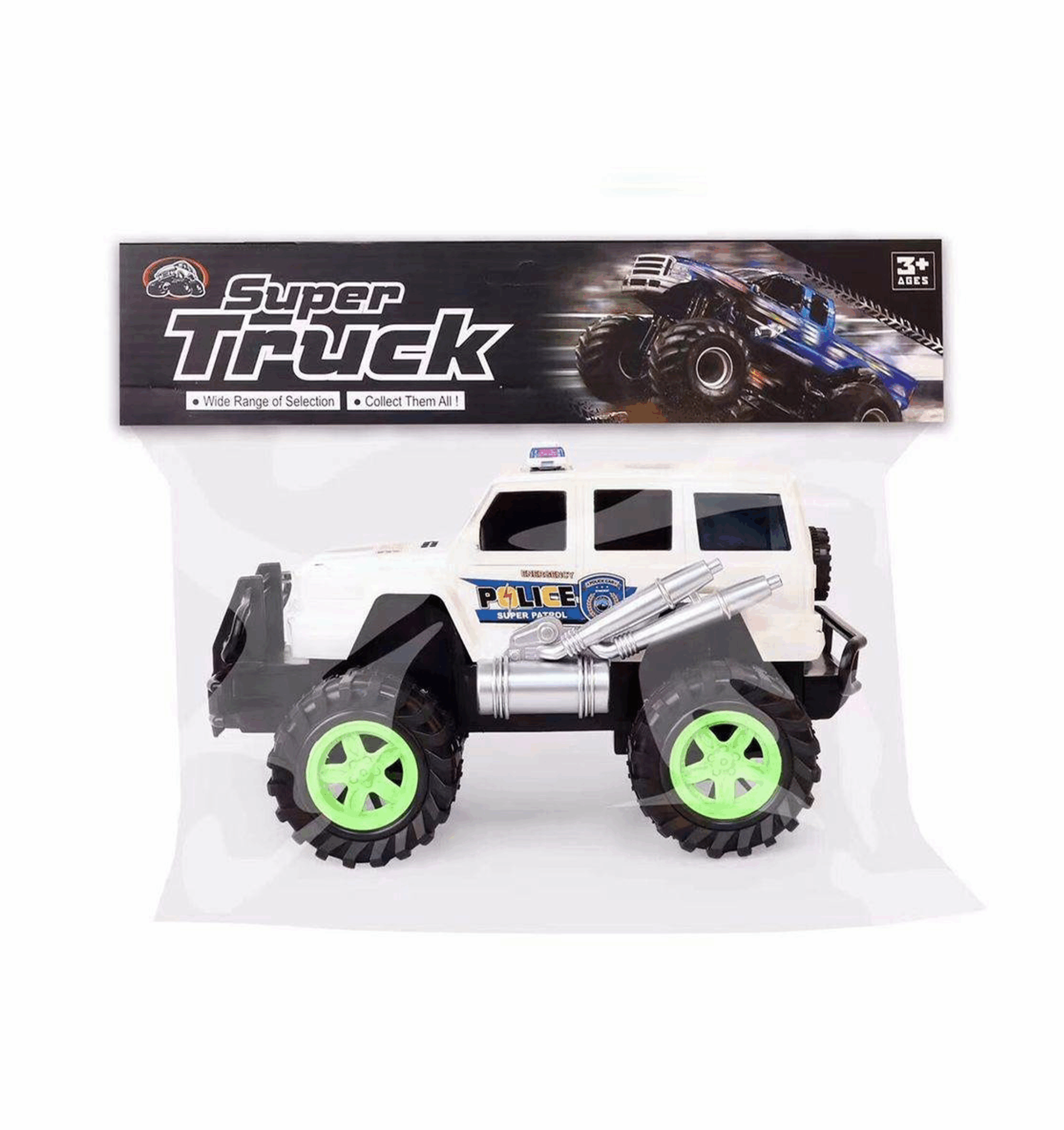 Monstertruck de police blanc pour enfants de 3 ans et plus