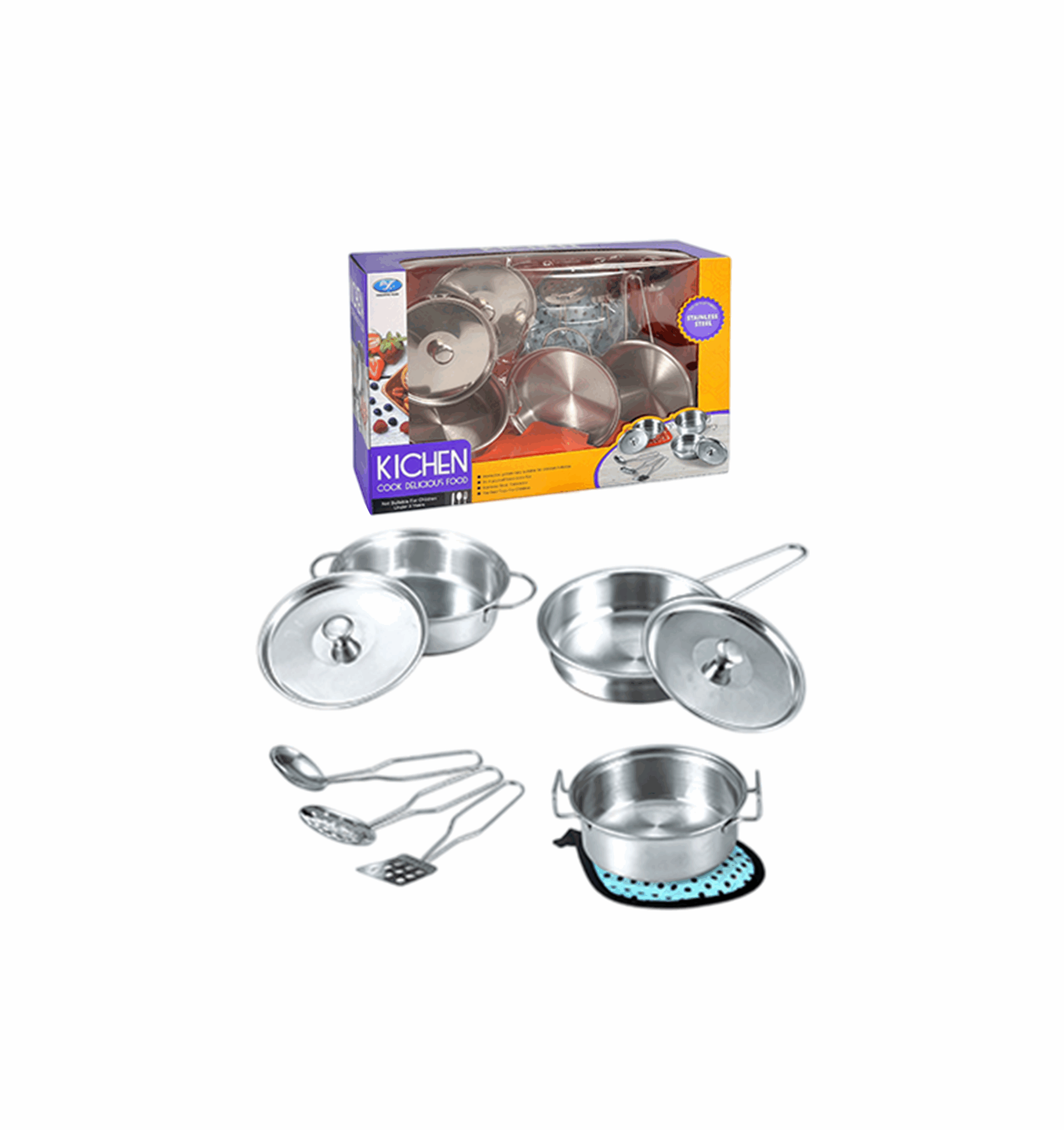 Set de cuisine miniature en acier inoxydable