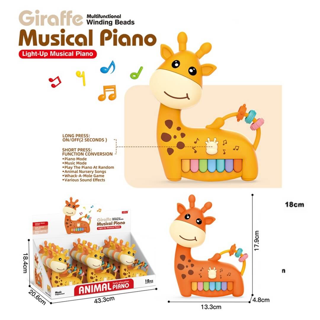 Mini-piano éducatif en forme de girafe (couleurs assorties)
