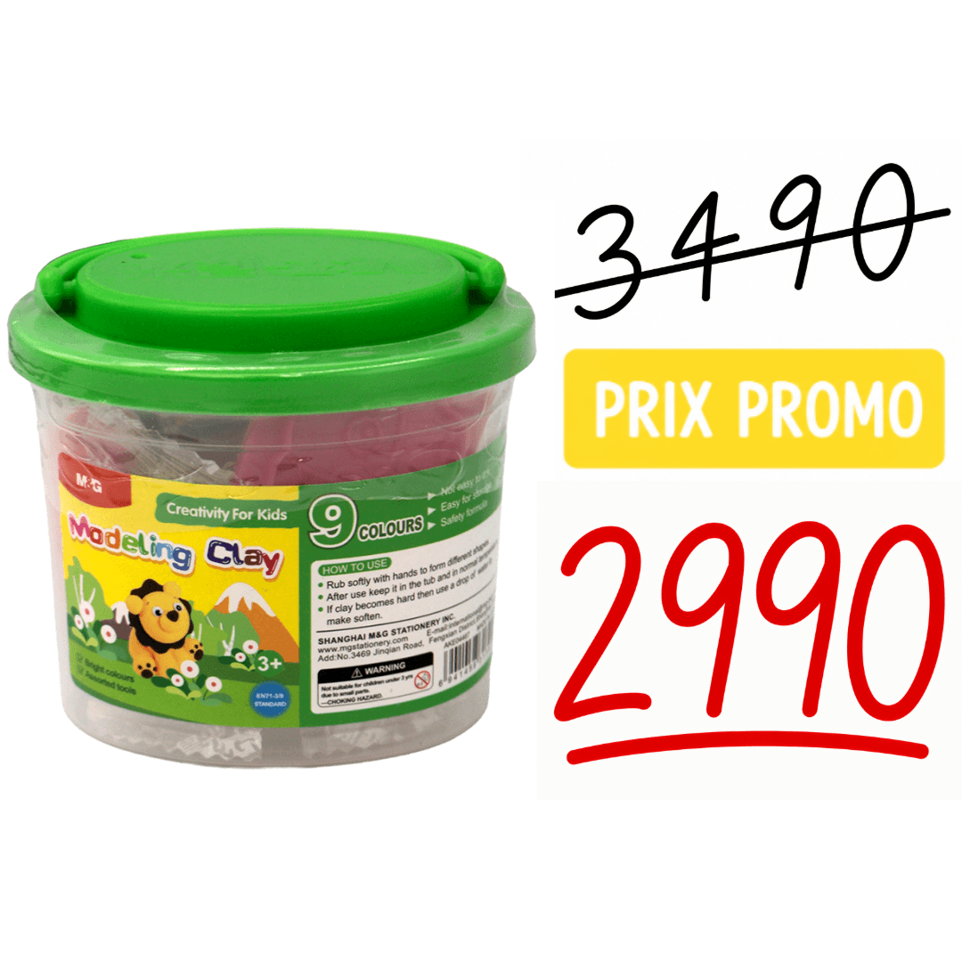 Pâte modeler 9 couleurs seau M&G 04467