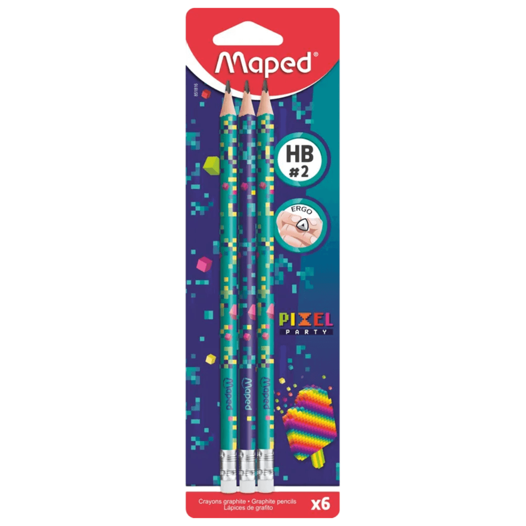 Crayons graphite HB Pixel Party lot de 6