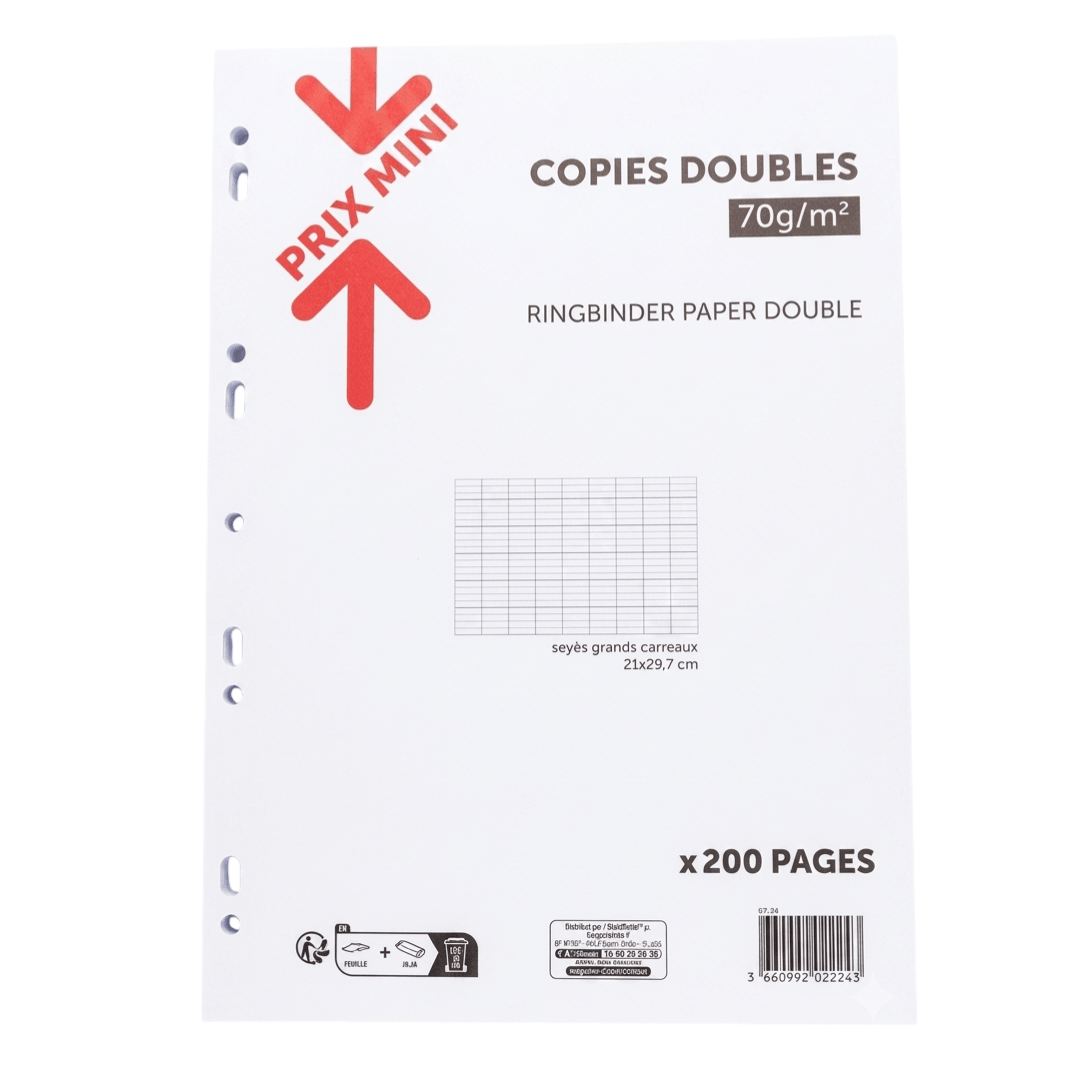Copies doubles Seyès 21 × 29,7 cm lot de 200 feuilles