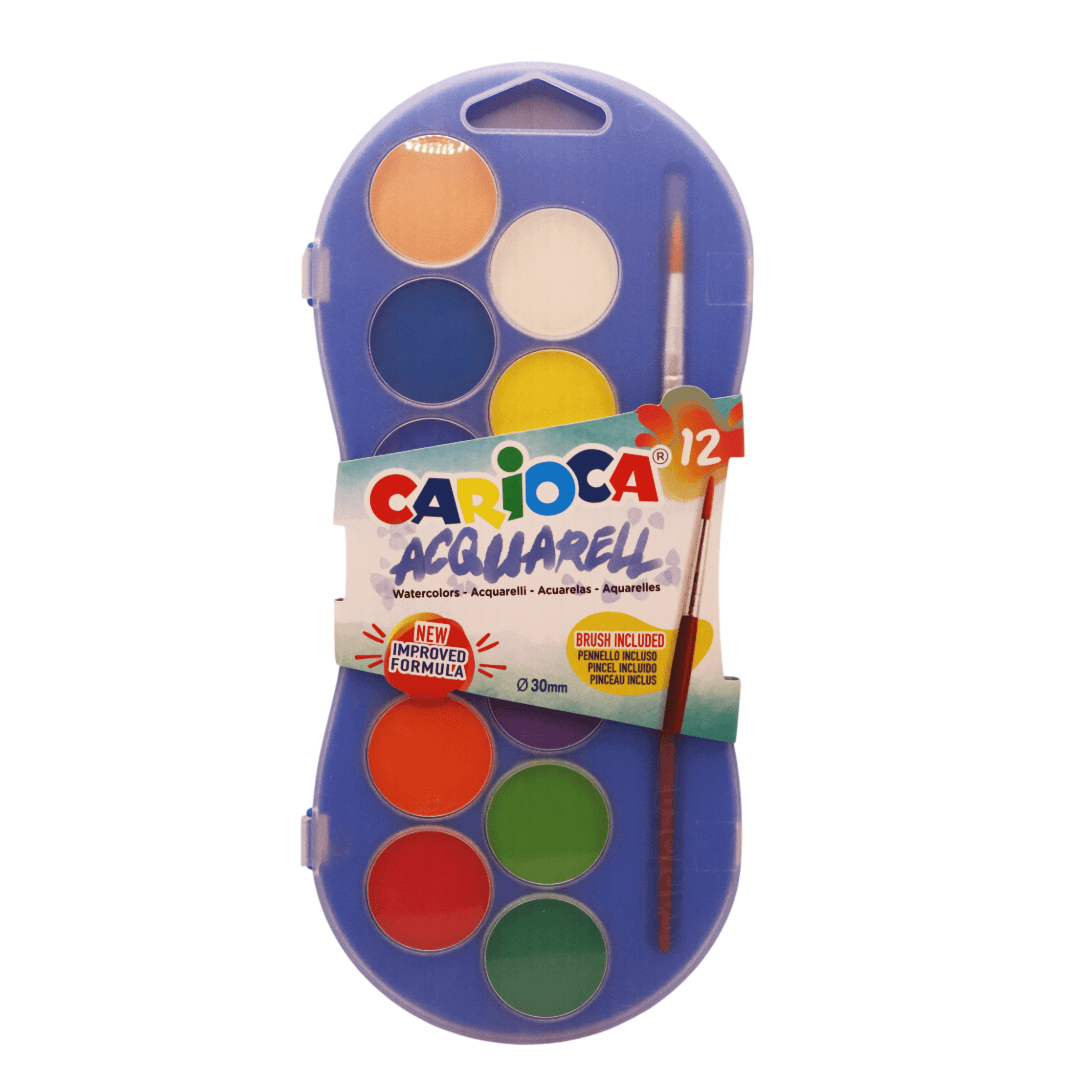 Aquarelles Carioca 12 pastilles + pinceau Universal