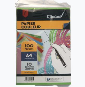 Papier couleur A4 100 feuilles 80g L'étudiant