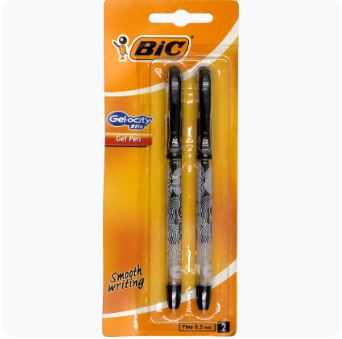 Stylo gel noir Bic Gel-ocity 0,7mm 2 pièces