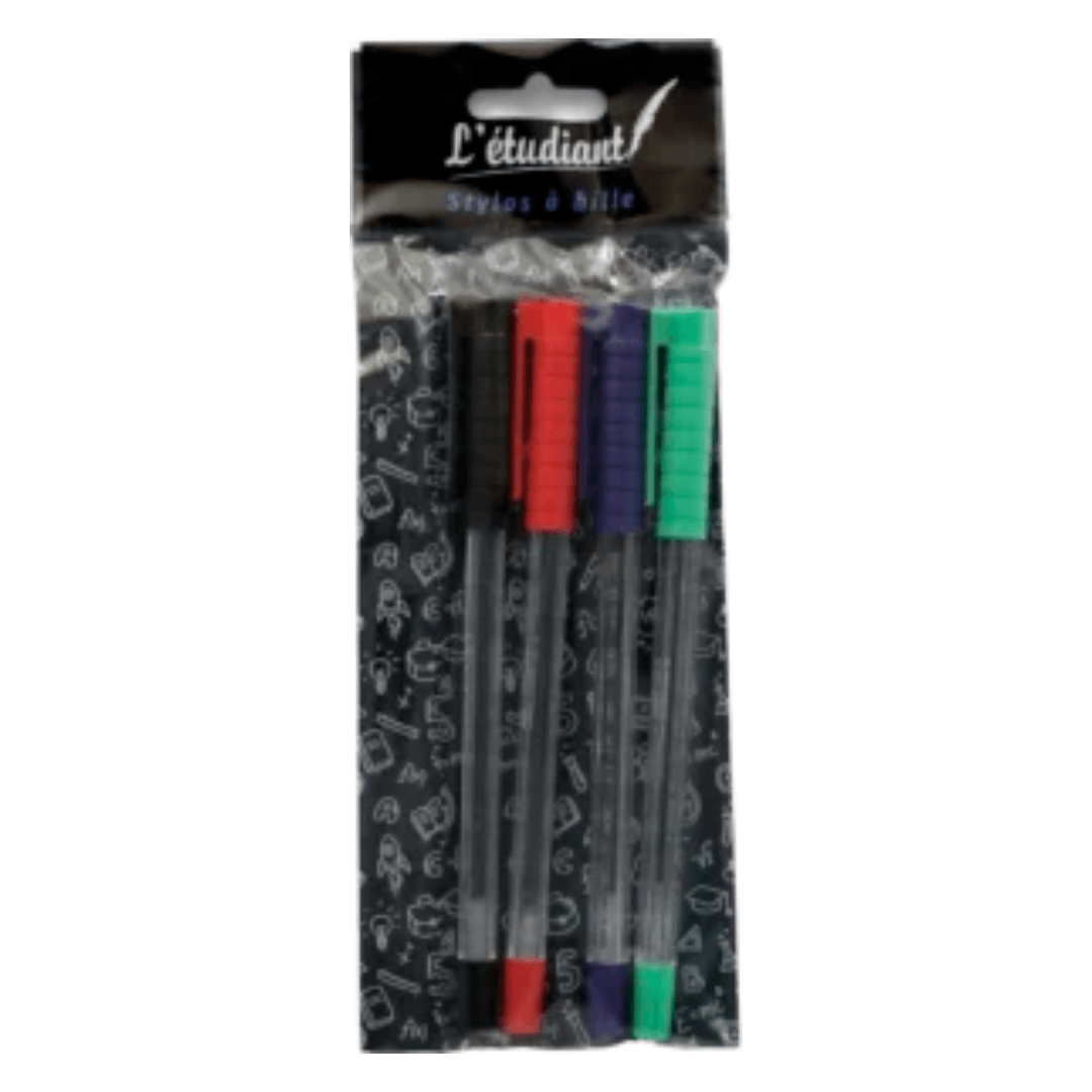 Pochette 4 stylos assortis L’étudiant