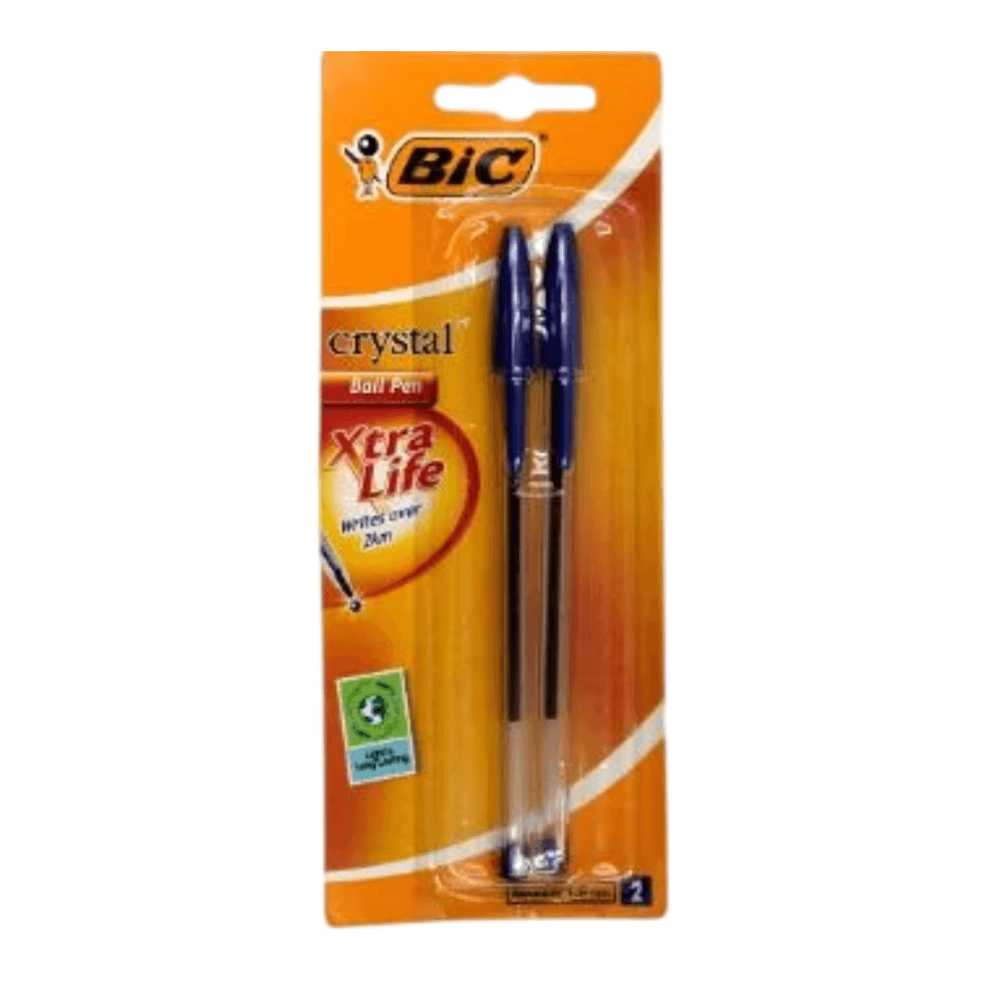 Stylo bille bleu Bic Crystal 2 pièces