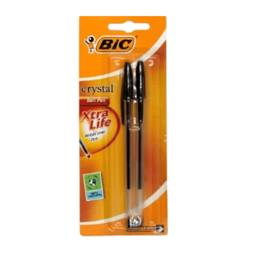 Stylo bille noir Bic Crystal Xtra Life 2 pièces