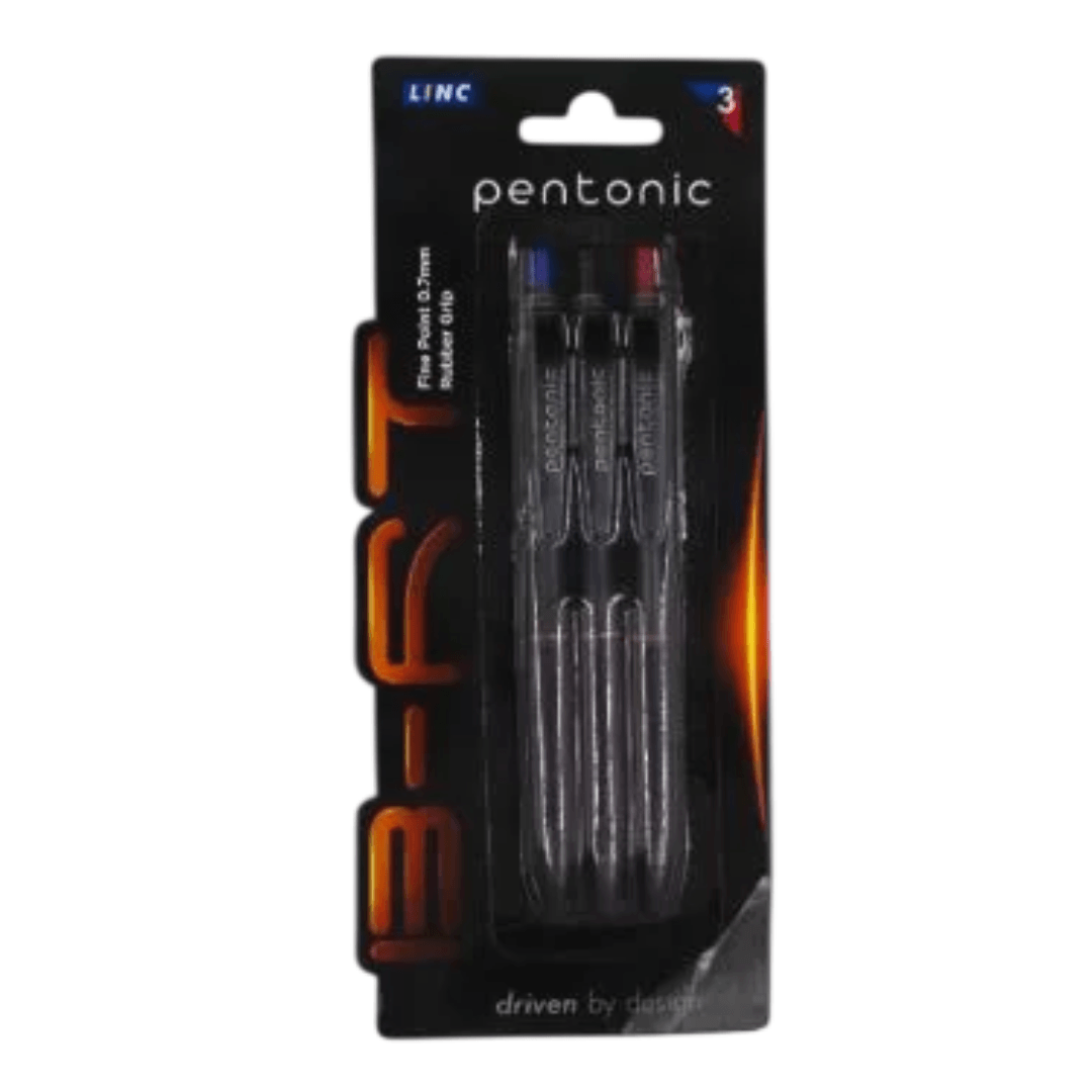 Stylos à bille rétractables Pentonic 3 pièces (bleu, rouge, noir)