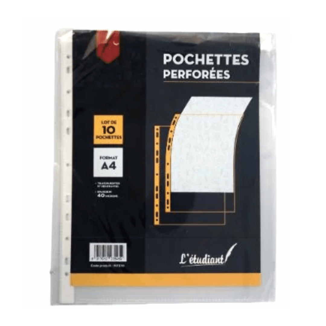 Pochettes plastique perforées A4 10 pièces