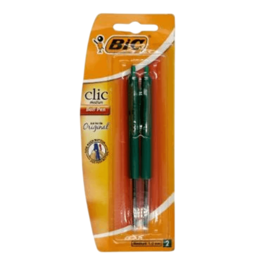 Stylo bille vert Bic Crystal 2Up 2 pièces