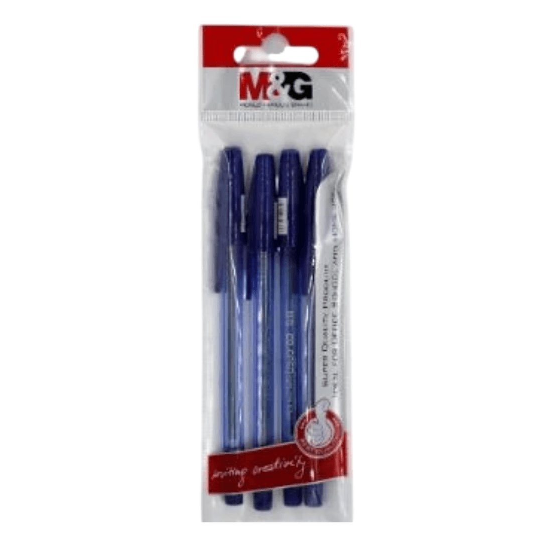 Stylo bille bleu 0.7mm Co-Open 4 pièces M&G