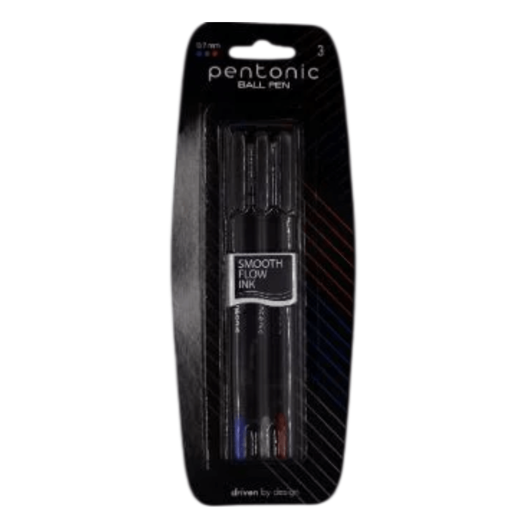 Stylos à bille Pentonic 0,7mm 3 pièces (bleu, rouge, noir)