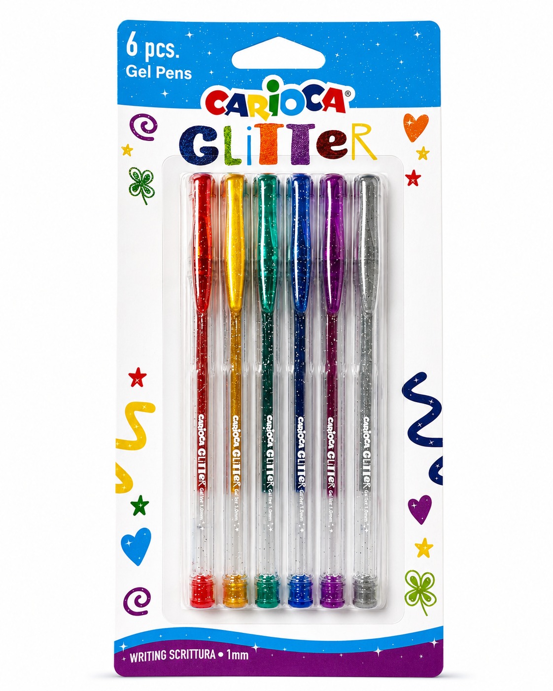 Lot de 6 stylos gel pailletés