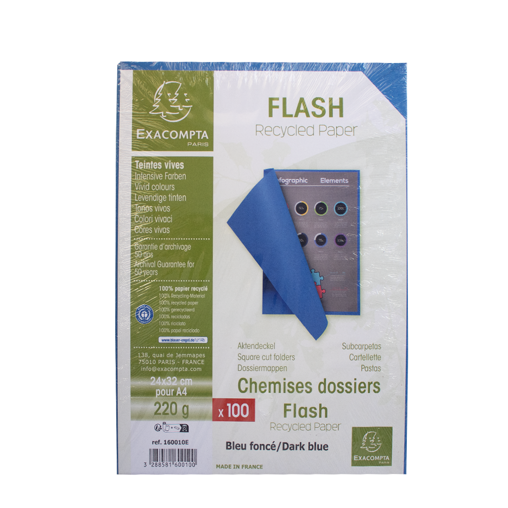 Chemise cartonnée bleu vif 24x32cm