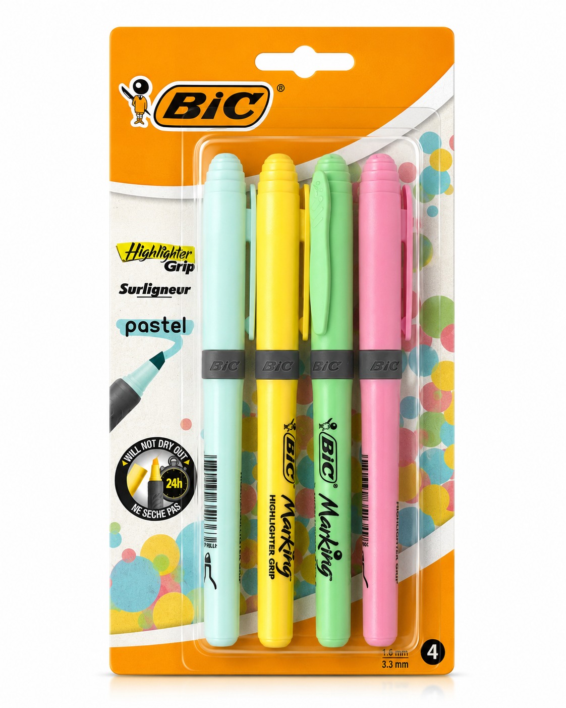Surligneurs pastel Marking Grip 4 couleurs