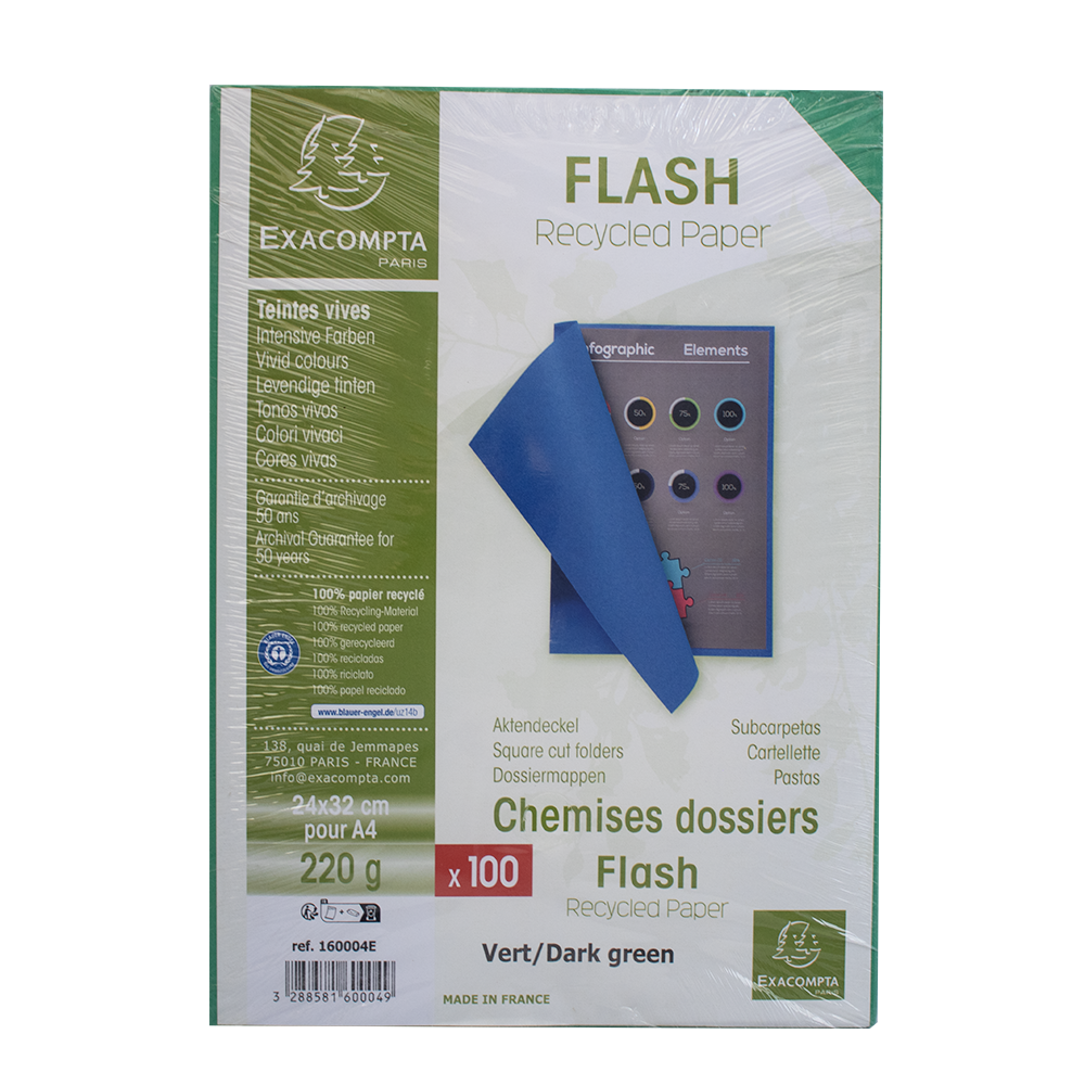 Chemise cartonnée vert vif 24x32cm