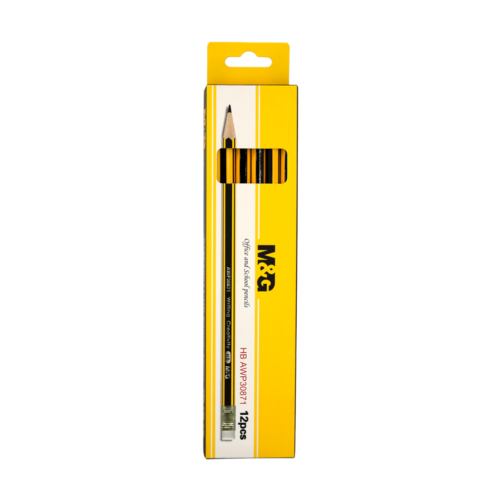 Crayon graphite HB avec gomme 12 pièces M&G 30871