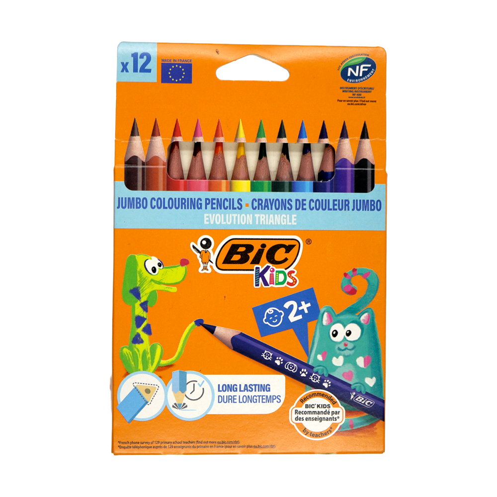 crayons de couleur Bic Kids Triangle Jumbo 12 pièces