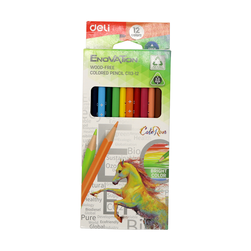 crayons de couleur Deli Enovation 12 pièces C113-12
