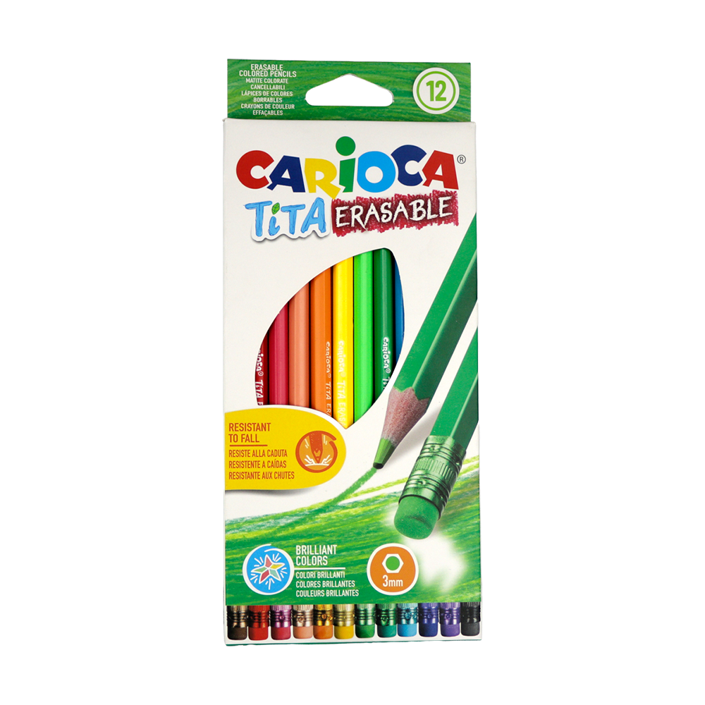 Crayons de couleur effaçables Tita Carioca 12 pièces