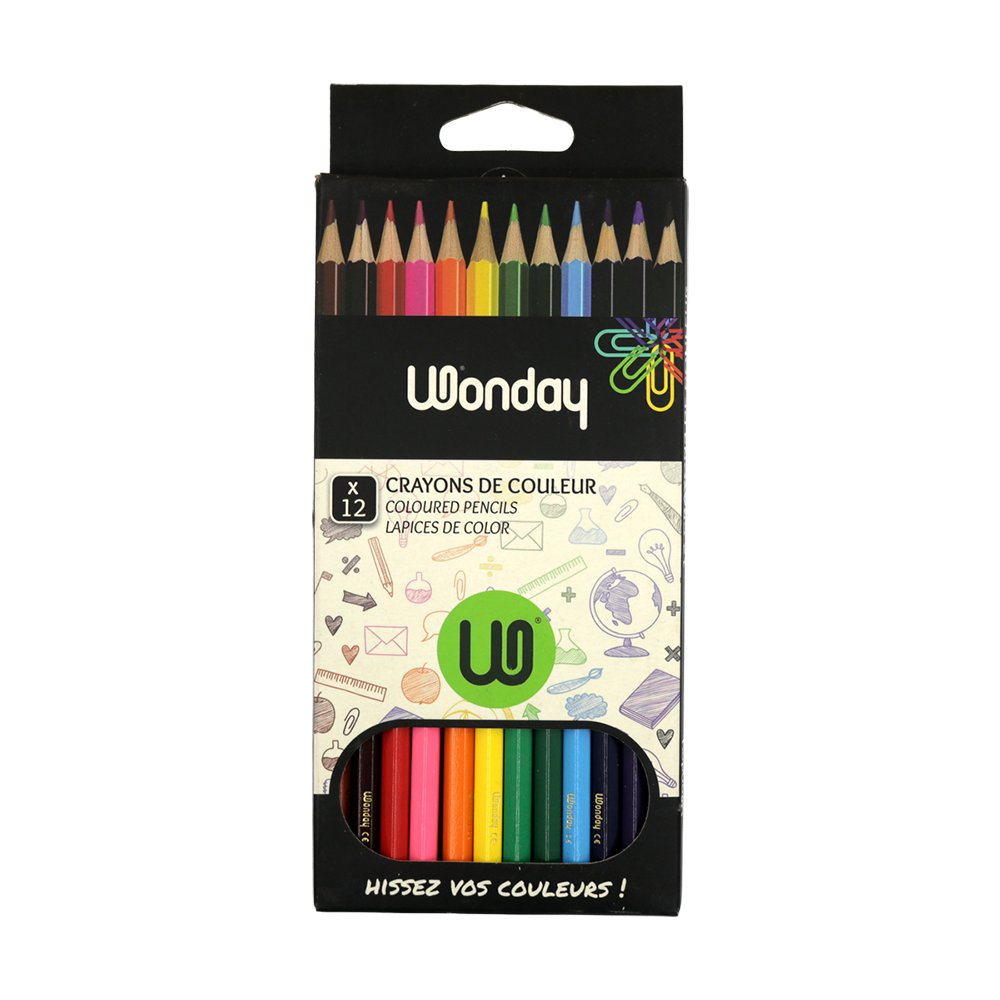 crayons de couleur Wonday 12 pièces 18cm