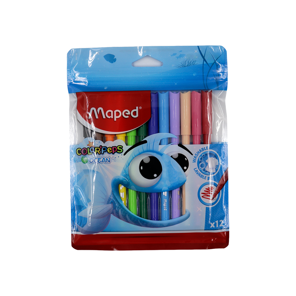 Feutres 12 couleurs Ocean pointe moyenne Maped