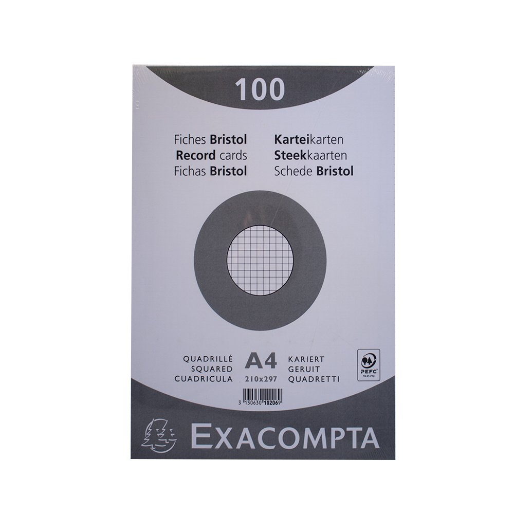 Fiche bristol blanc A4 5×5 Exacompta