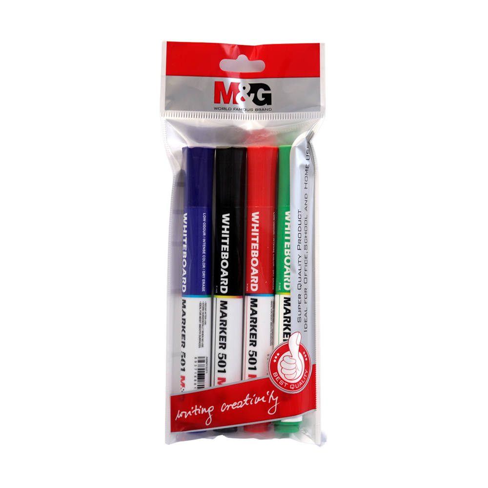 Marqueur tableau blanc effaçable 4 couleurs M&G Y227