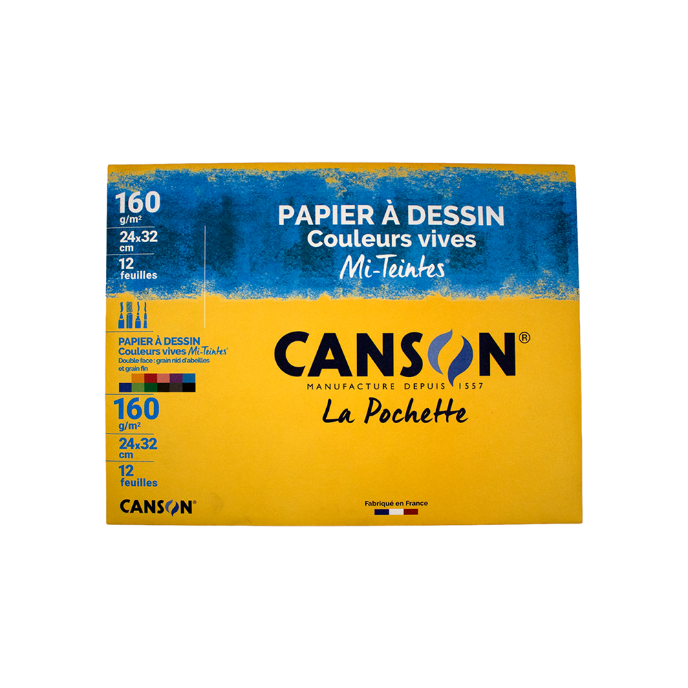 Papier dessin Canson mi-teinte 160g 12 feuilles