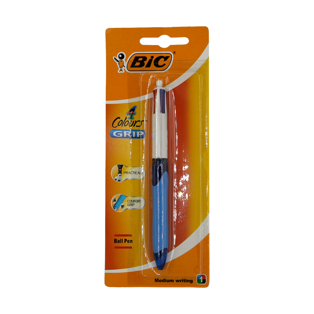 Stylo bille Bic Grip 4 en 1 pointe moyenne