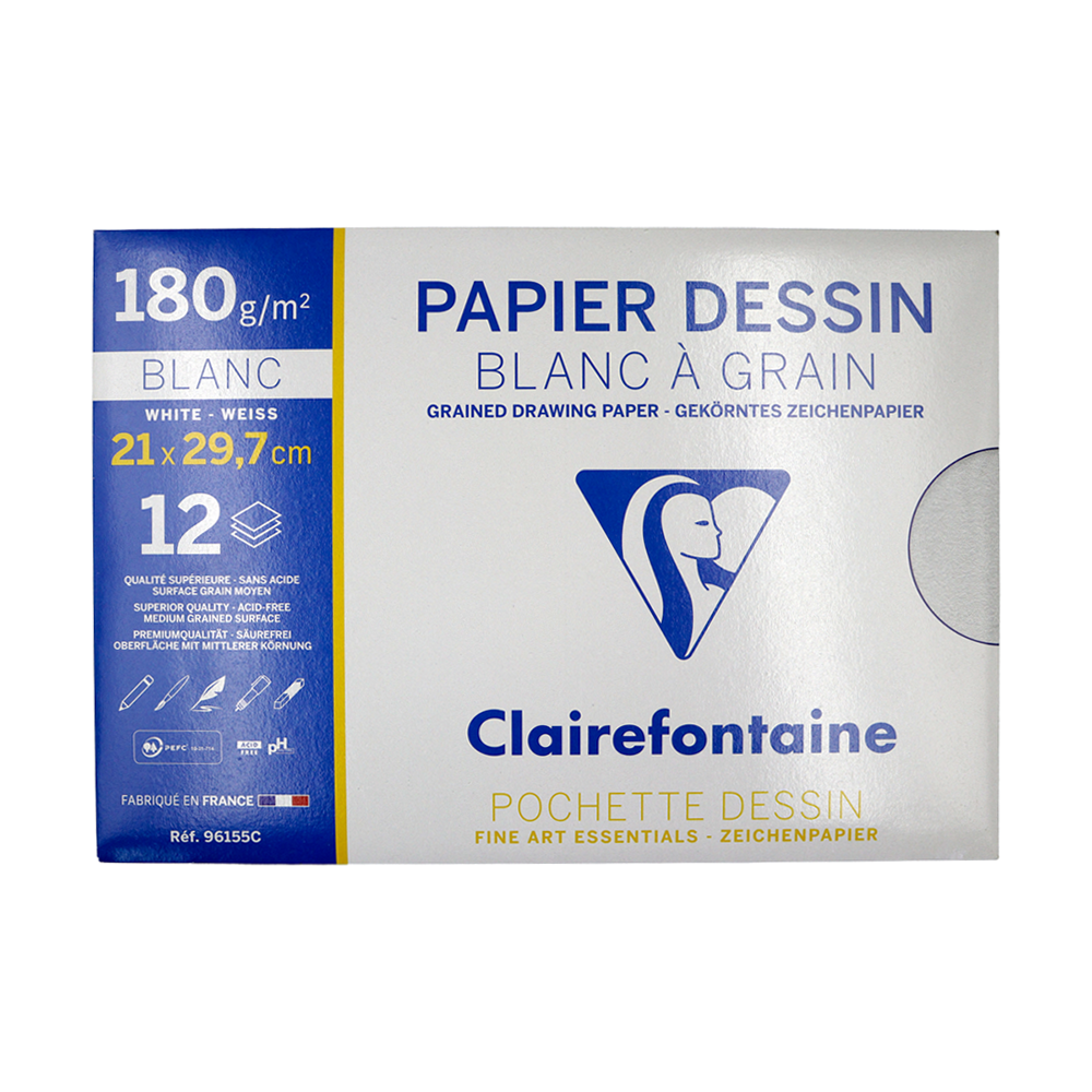 Papier dessin grainé A4 180 g Clairefontaine