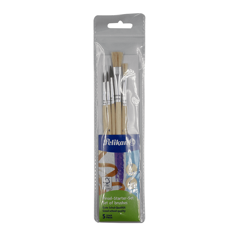 Pinceaux plats et ronds 5 pièces n°2-4-6-10 Pelikan
