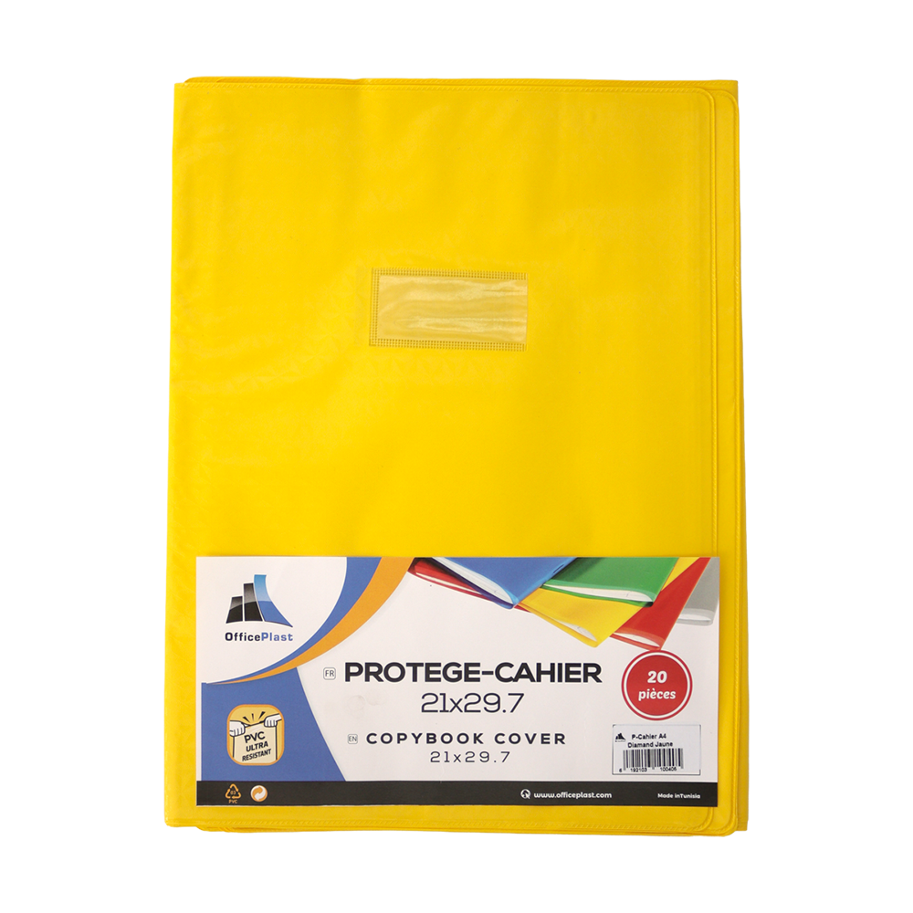 Protège-cahier jaune A4 Officeplast